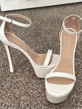 Stuart Weitzman Cream Strappy Heels
